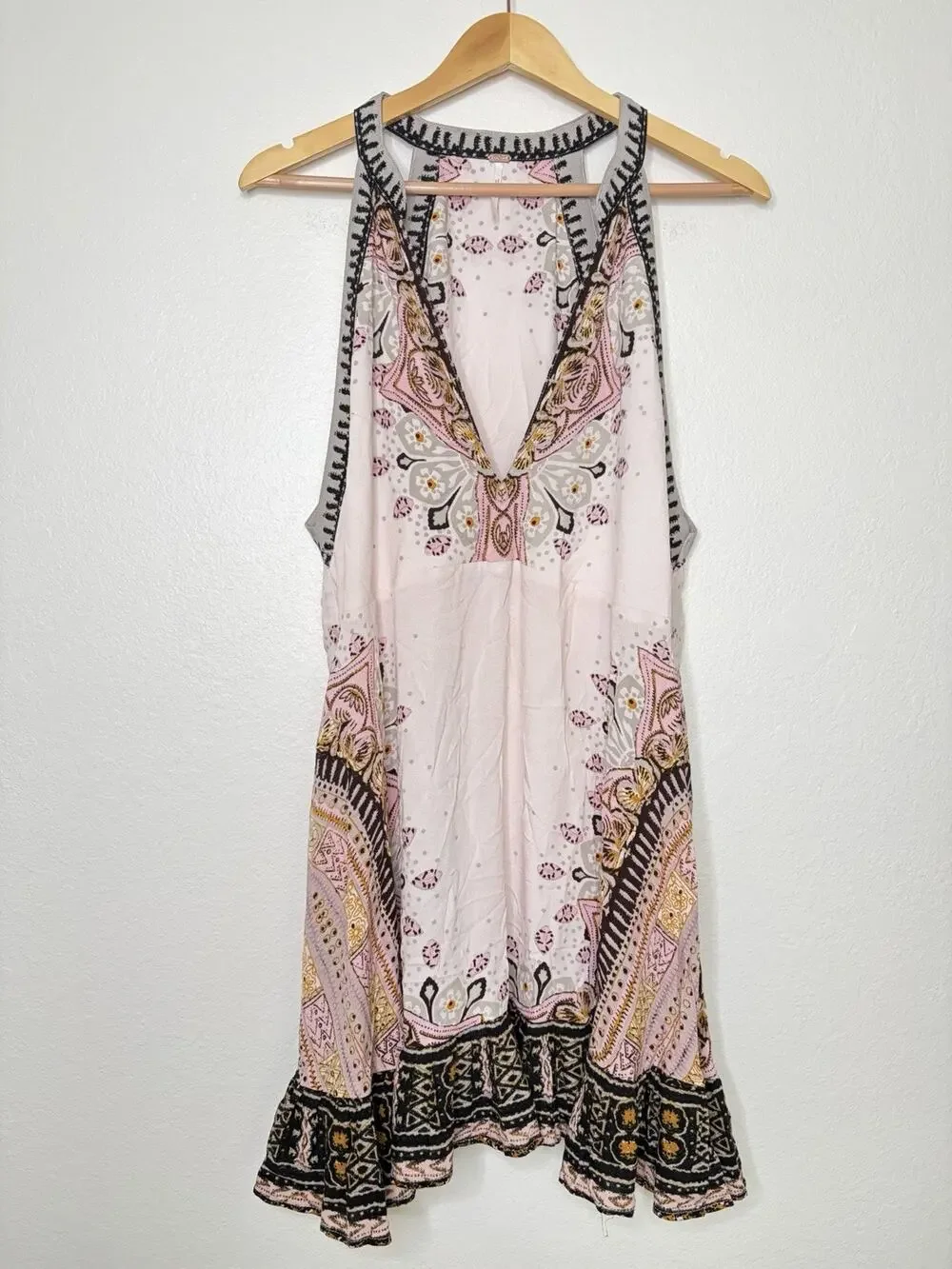 Free People Steal The Sun Woven Printed Tunic/Dress Cream Combo Rayon Sz Large - Picture 1 of 3